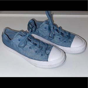 Blue sparkly girls converse size 13